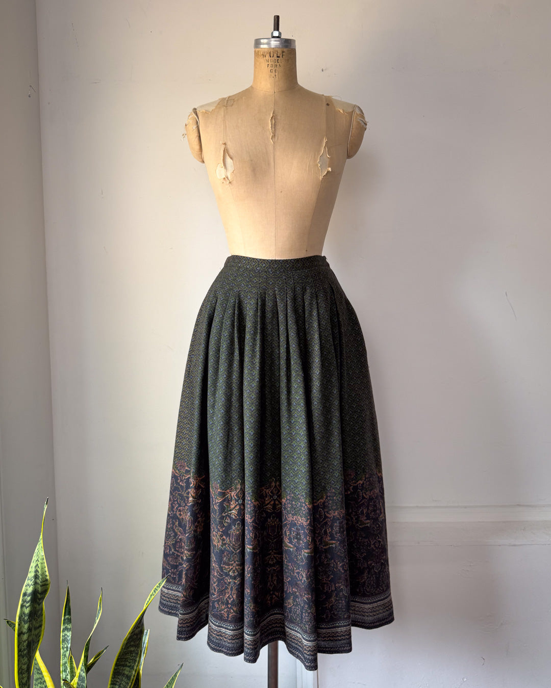 70s Cacharel Printed Wool Challis Skirt / S