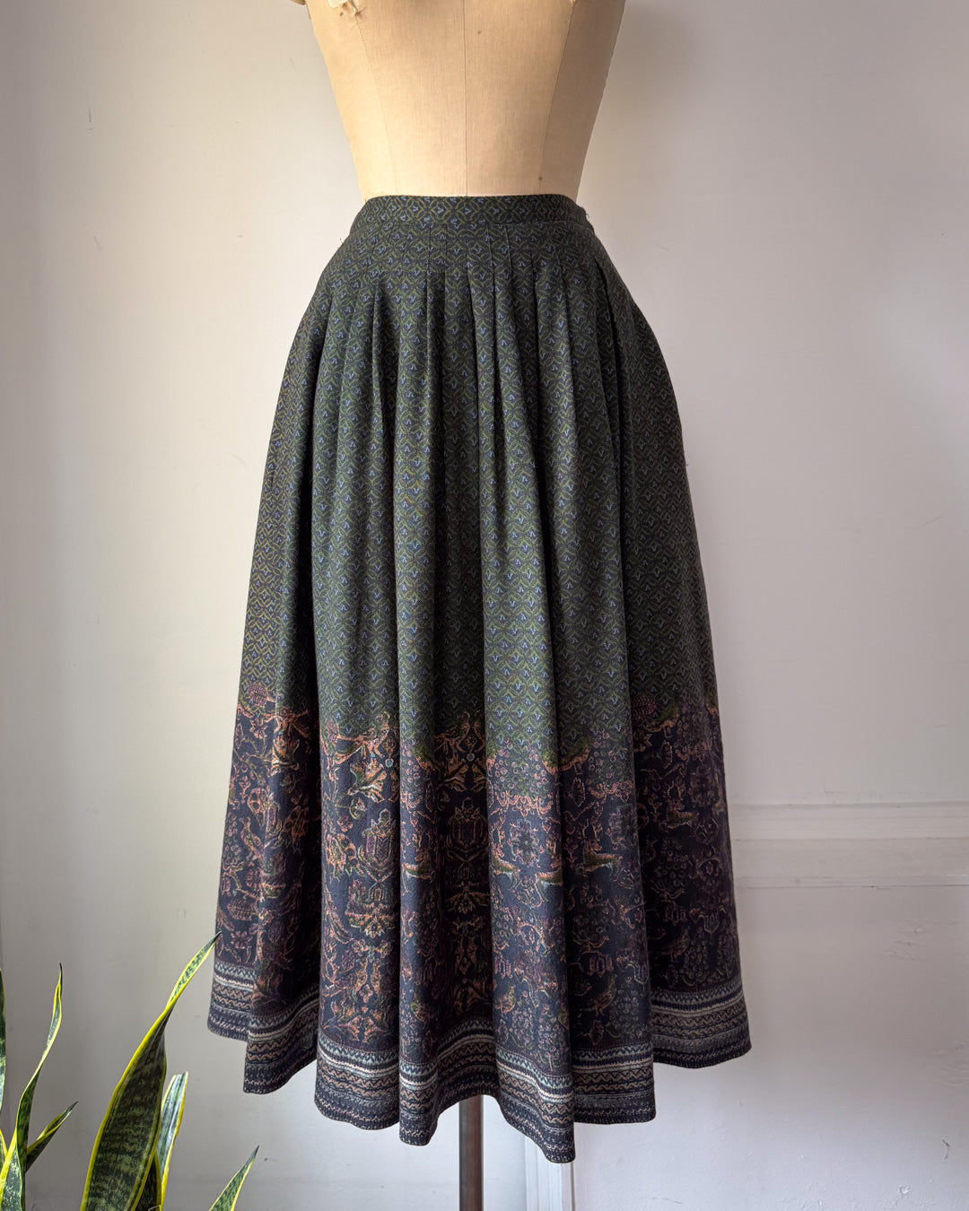 70s Cacharel Printed Wool Challis Skirt / S