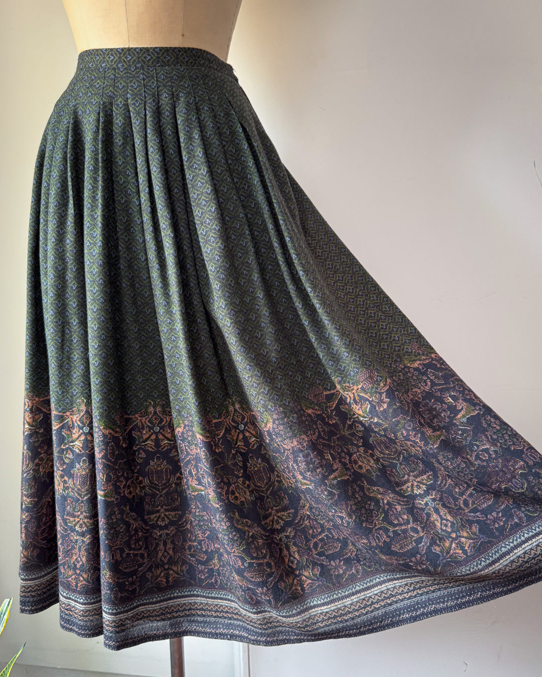 70s Cacharel Printed Wool Challis Skirt / S