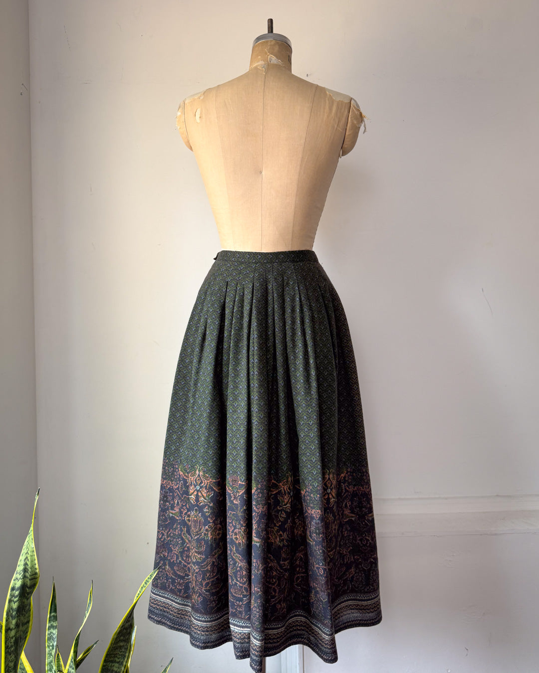 70s Cacharel Printed Wool Challis Skirt / S