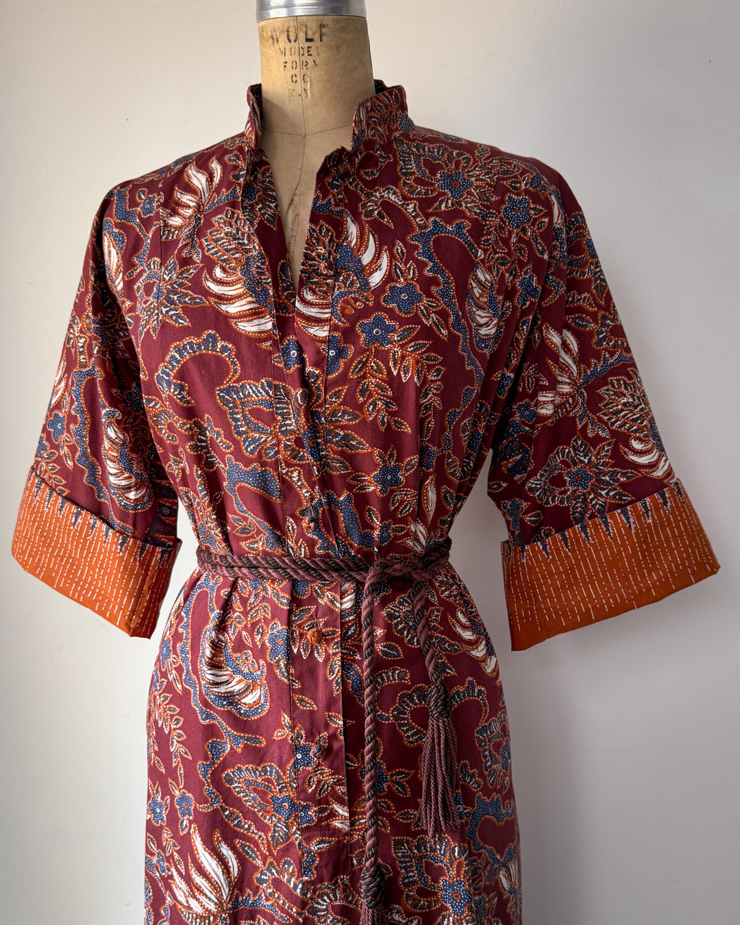 70s Catherine Ogust Printed Cotton Dress / M-XL