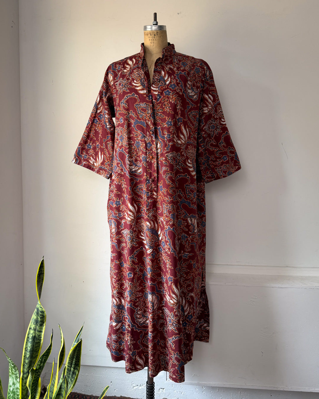 70s Catherine Ogust Printed Cotton Dress / M-XL