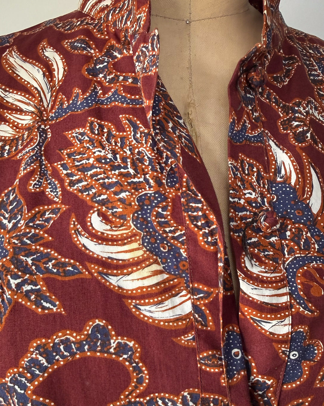 70s Catherine Ogust Printed Cotton Dress / M-XL