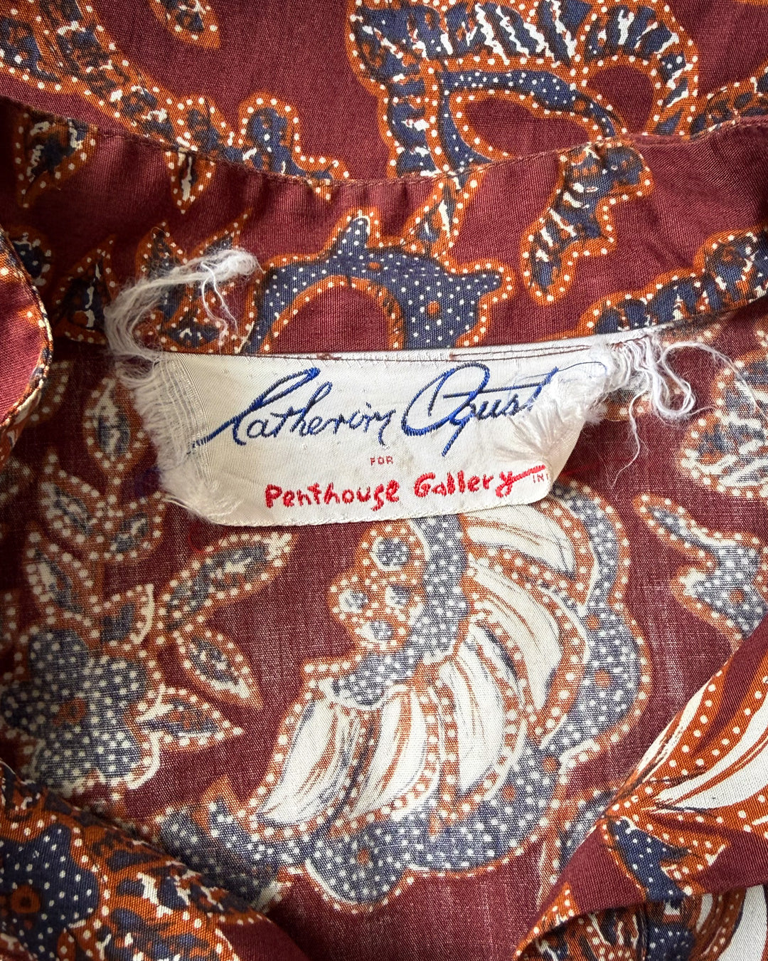 70s Catherine Ogust Printed Cotton Dress / M-XL