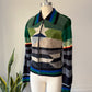 70s Collage Suede Sweater Jacket / S