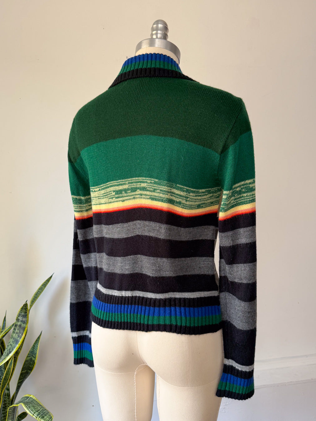70s Collage Suede Sweater Jacket / S