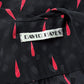 70s Silk Blood Drop Print Black & Red Pussybow Blouse / M