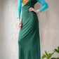 70s Pop Art Color Block Maxi Dress / M