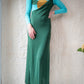 70s Pop Art Color Block Maxi Dress / M
