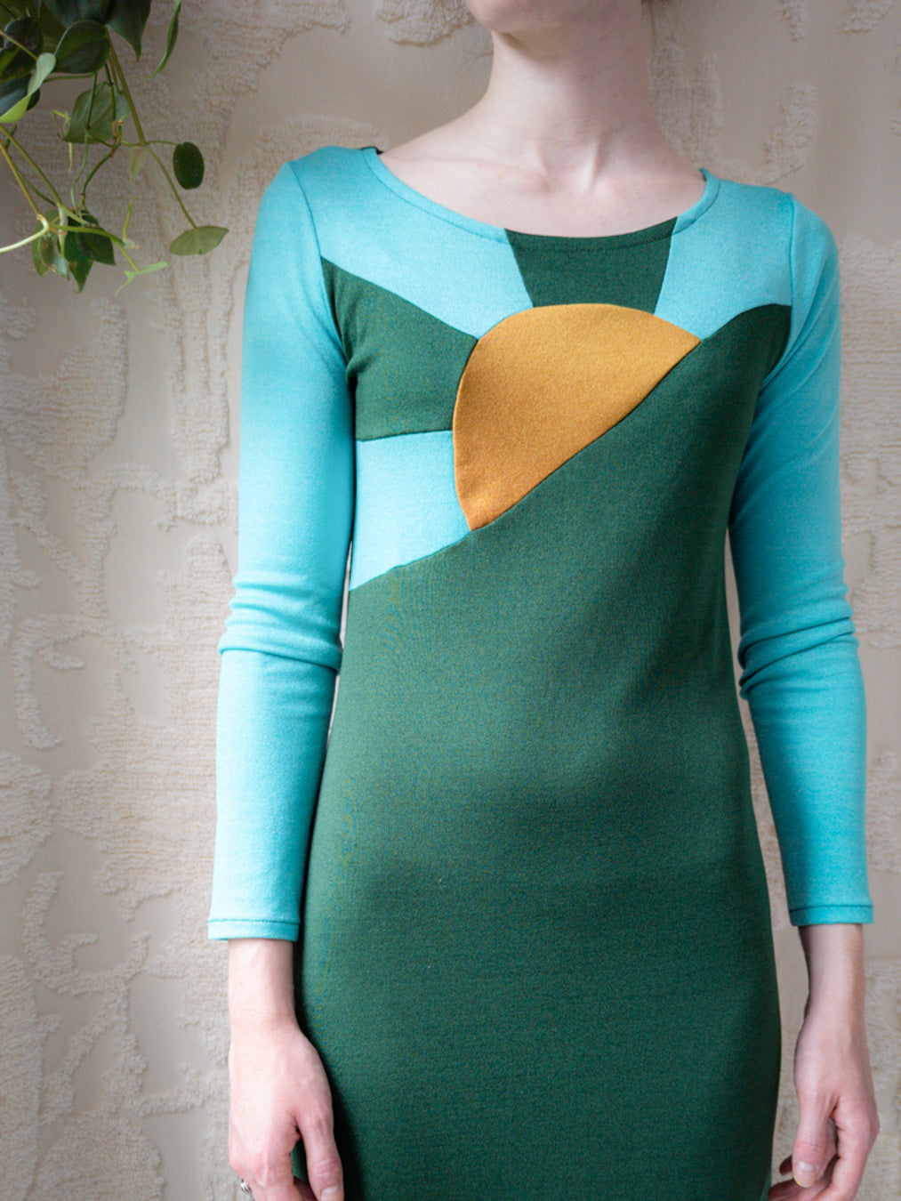 70s Pop Art Color Block Maxi Dress / M