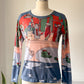 70s Novelty Egyptian Print Top / M