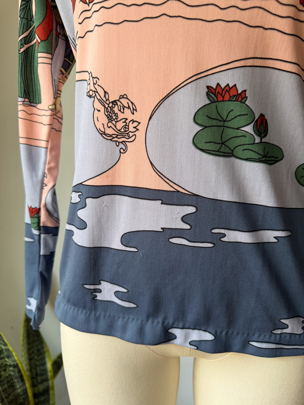 70s Novelty Egyptian Print Top / M