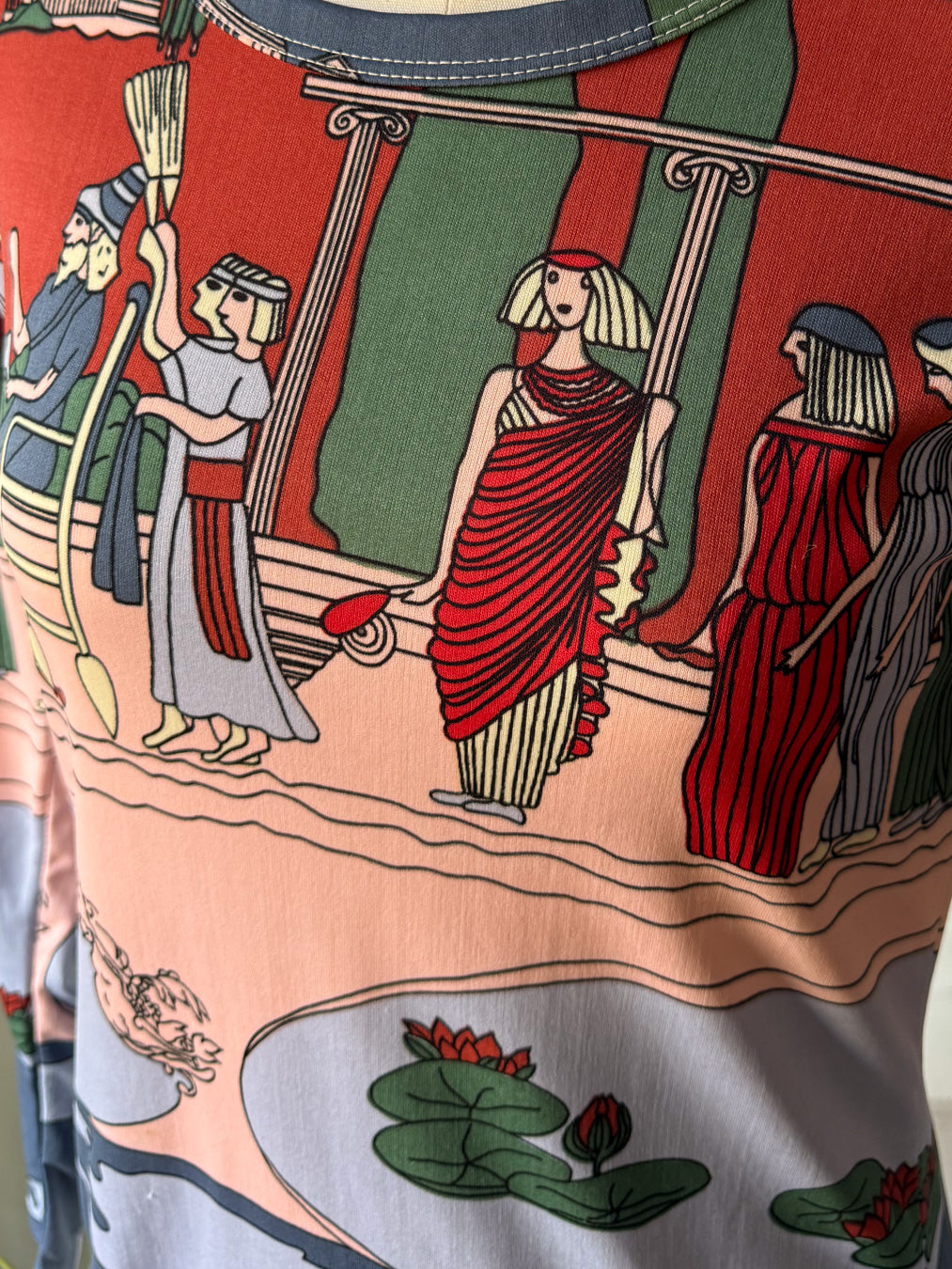 70s Novelty Egyptian Print Top / M