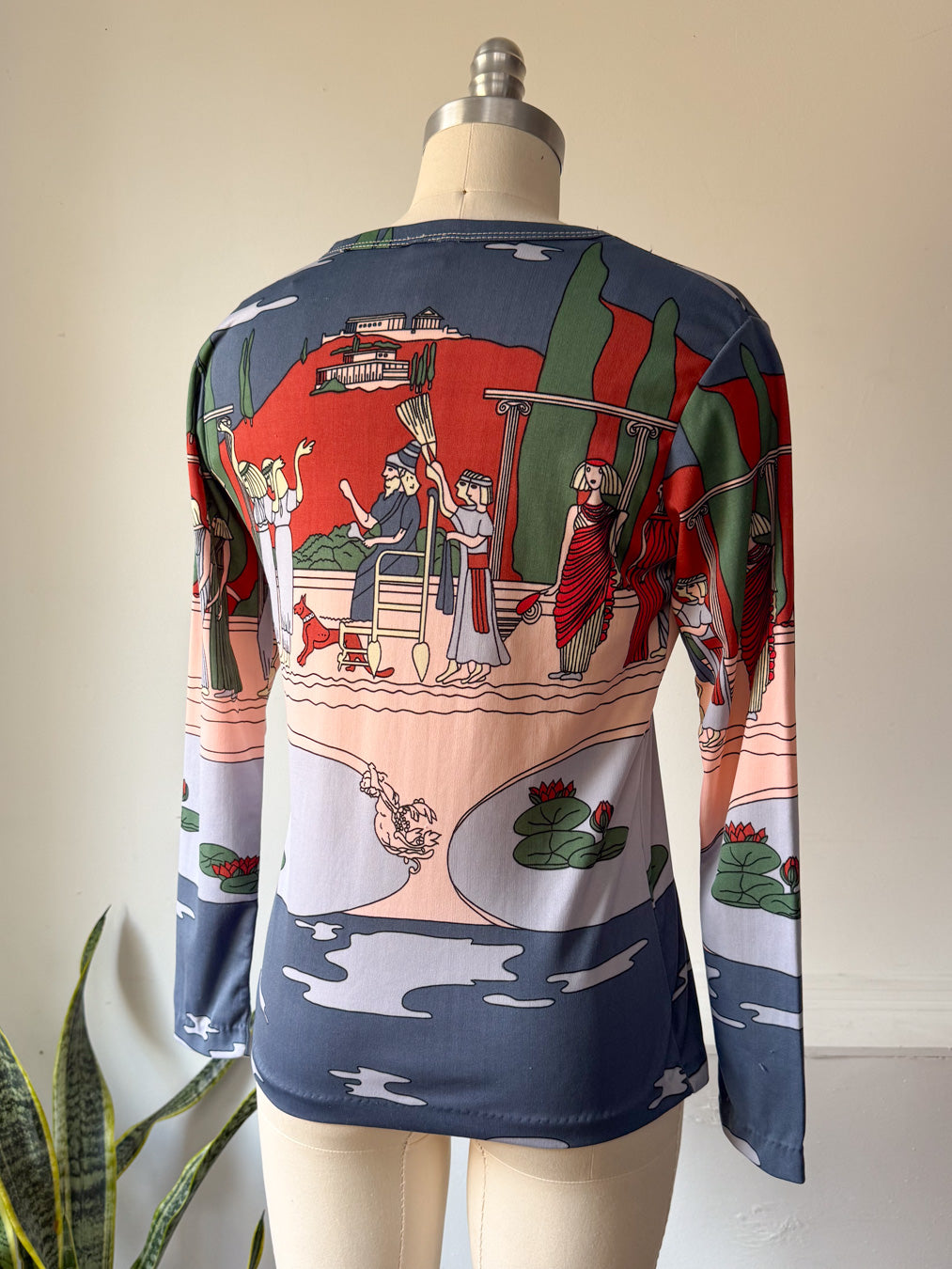 70s Novelty Egyptian Print Top / M