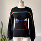 Rare 70s Black Novelty Rainbow Sweater / S