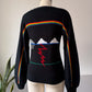 Rare 70s Black Novelty Rainbow Sweater / S