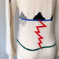 Rare 70s White Novelty Rainbow Sweater / S