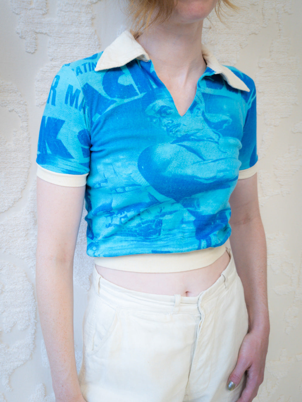 70s Movie Poster Print Cotton Crop Top / XS-S