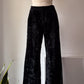 70s Furry Black Faux Fur Flare Pants / S