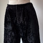 70s Furry Black Faux Fur Flare Pants / S
