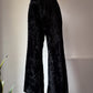 70s Furry Black Faux Fur Flare Pants / S