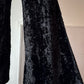 70s Furry Black Faux Fur Flare Pants / S