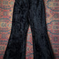 70s Furry Black Faux Fur Flare Pants / S
