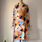 70s Novelty Pencils Pop Art Print Jersey Wrap Dress / M-L