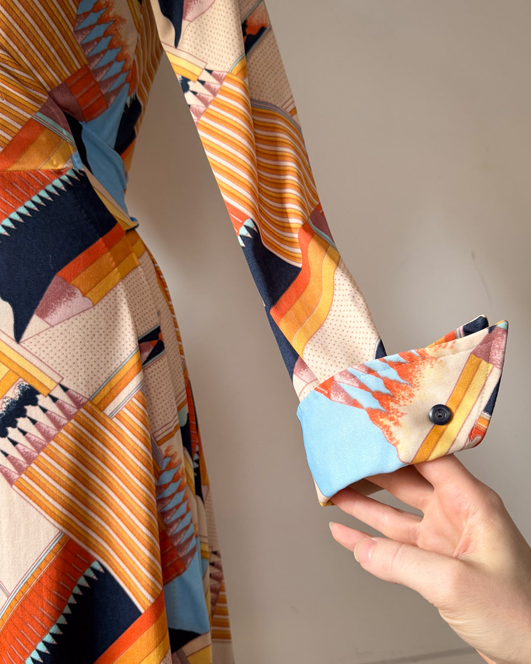 70s Novelty Pencils Pop Art Print Jersey Wrap Dress / M-L