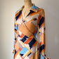 70s Novelty Pencils Pop Art Print Jersey Wrap Dress / M-L
