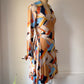 70s Novelty Pencils Pop Art Print Jersey Wrap Dress / M-L