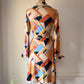 70s Novelty Pencils Pop Art Print Jersey Wrap Dress / M-L