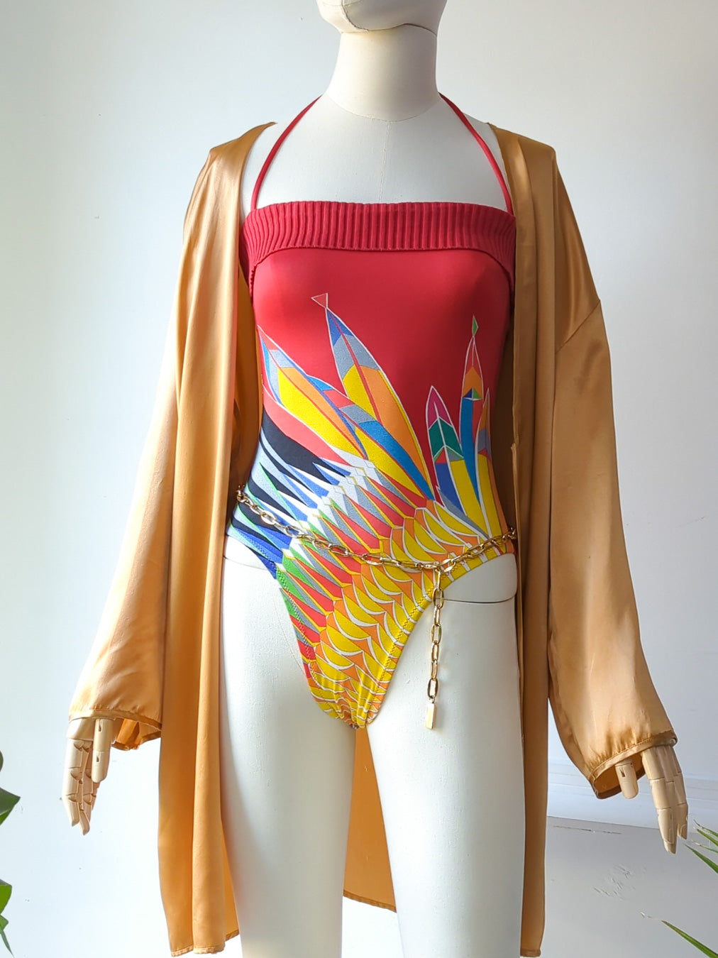 70s Italian Halter Swimsuit / S