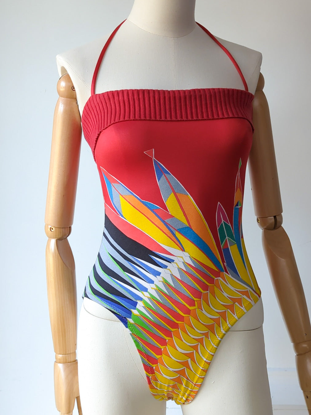 70s Italian Halter Swimsuit / S