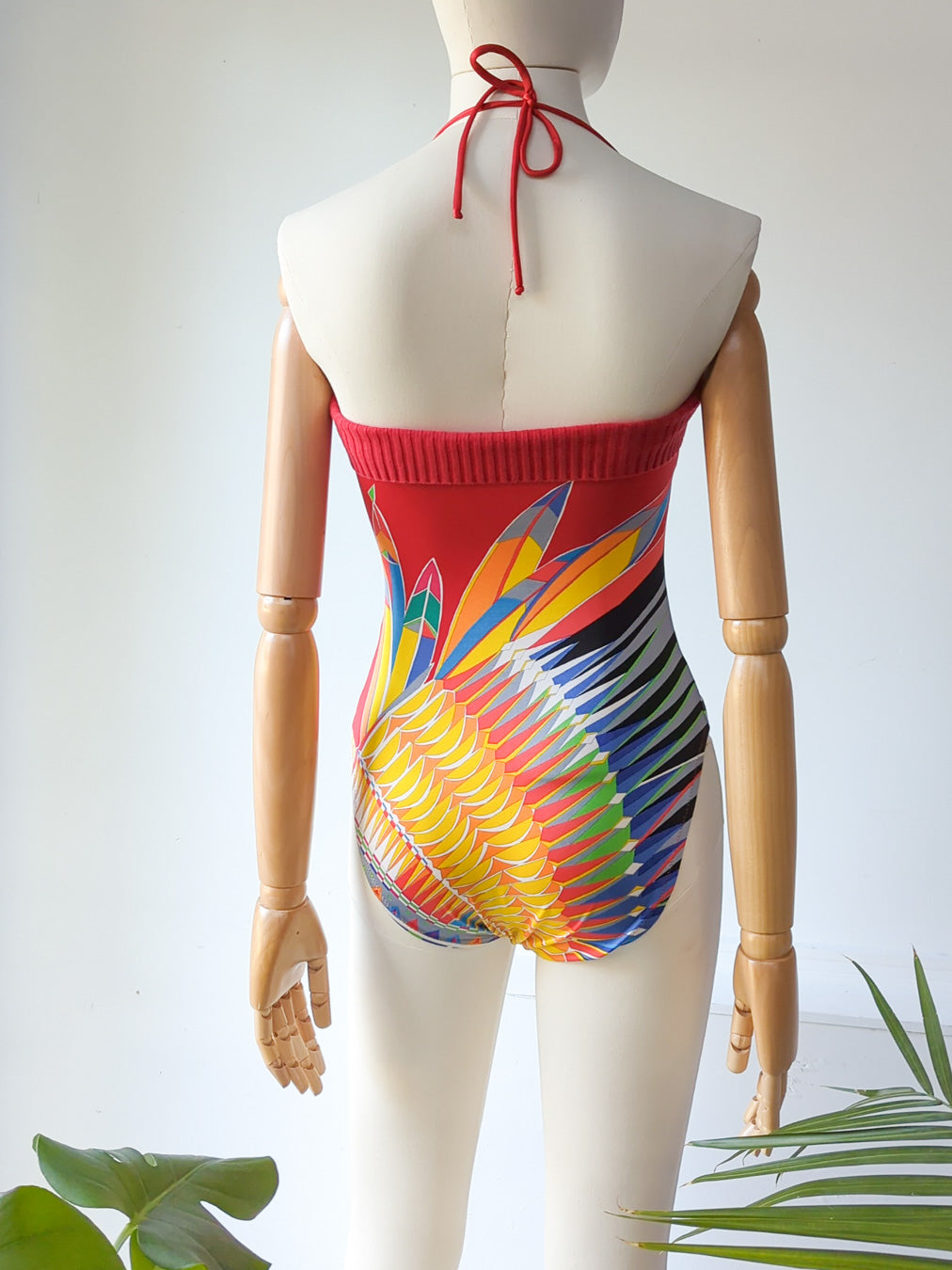 70s Italian Halter Swimsuit / S