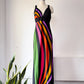70s Tori Richard Rainbow Maxi Dress / L