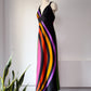 70s Tori Richard Rainbow Maxi Dress / L