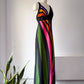 70s Tori Richard Rainbow Maxi Dress / L