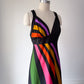 70s Tori Richard Rainbow Maxi Dress / L
