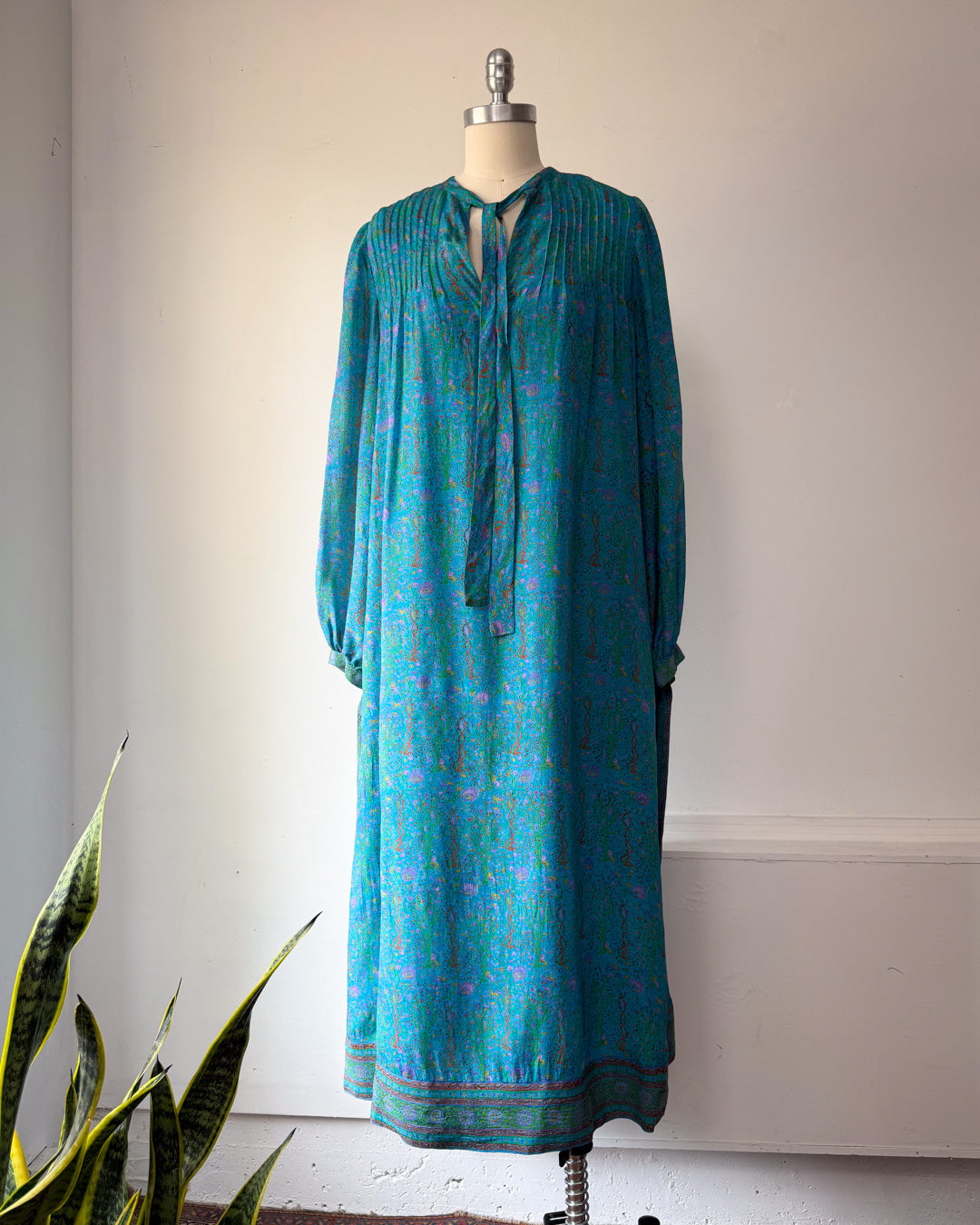 70s Treacy Lowe Novelty Print Animals Silk Dress / S-M