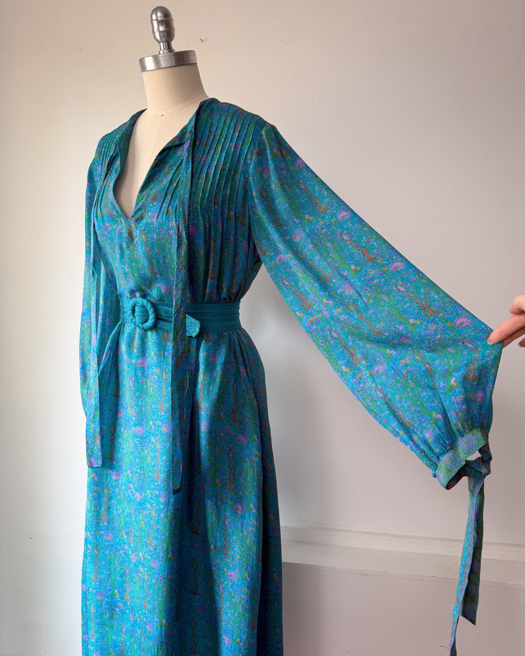 70s Treacy Lowe Novelty Print Animals Silk Dress / S-M