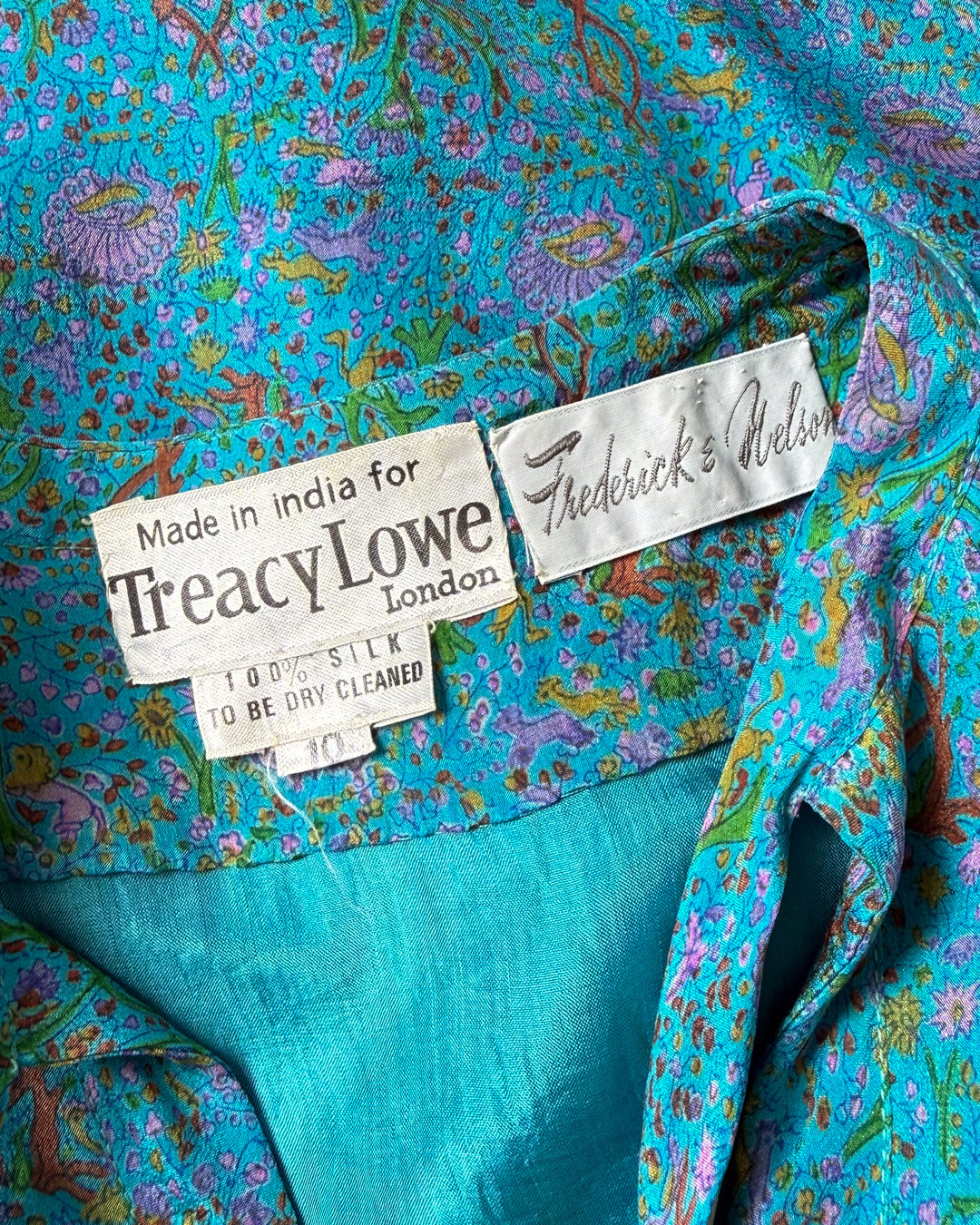 70s Treacy Lowe Novelty Print Animals Silk Dress / S-M