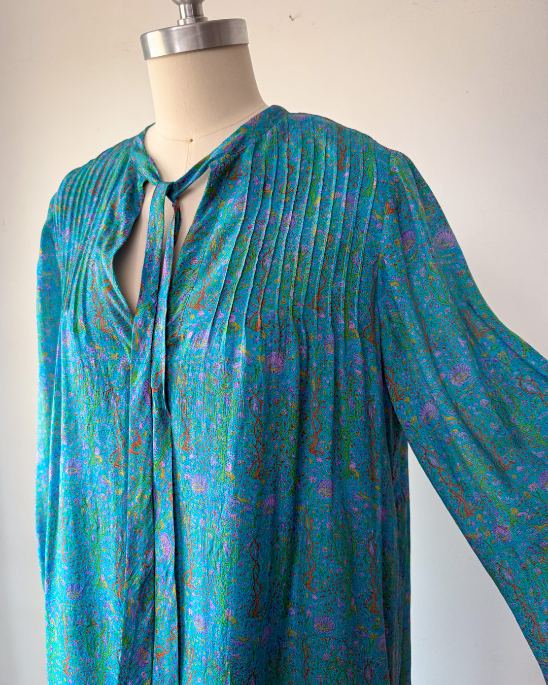 70s Treacy Lowe Novelty Print Animals Silk Dress / S-M