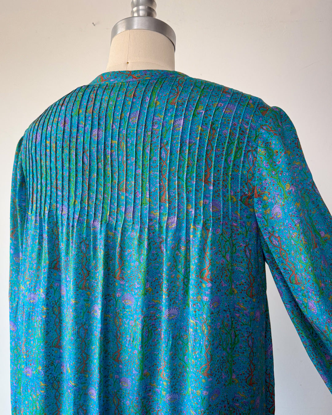 70s Treacy Lowe Novelty Print Animals Silk Dress / S-M