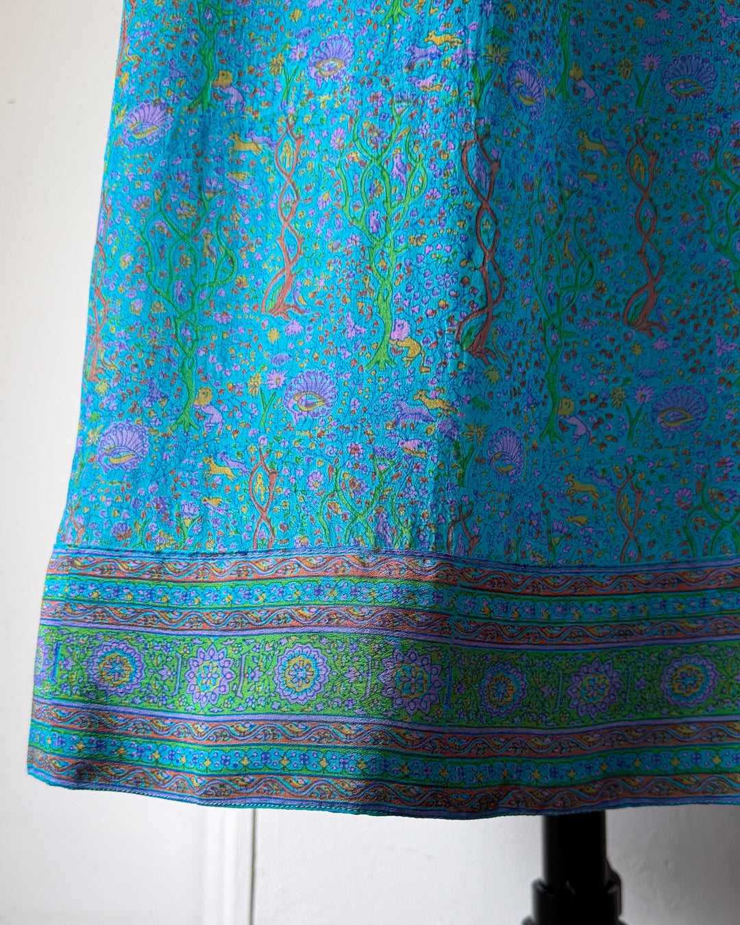 70s Treacy Lowe Novelty Print Animals Silk Dress / S-M