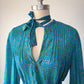 70s Treacy Lowe Novelty Print Animals Silk Dress / S-M