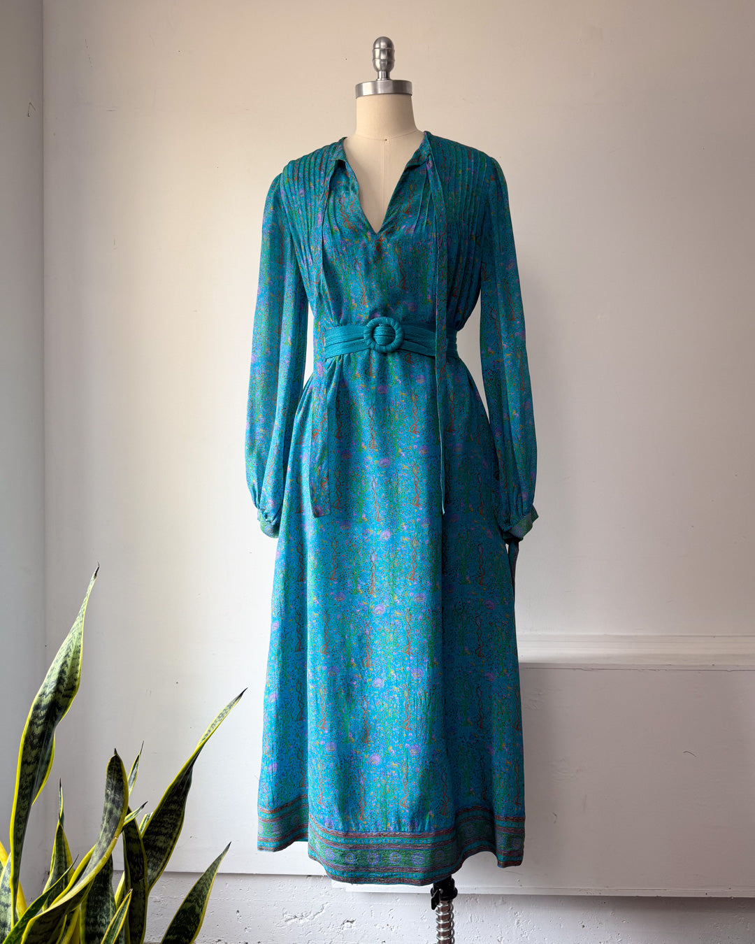 70s Treacy Lowe Novelty Print Animals Silk Dress / S-M