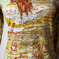 70s Novelty Western Horses & Cowboys Print Long Sleeve Top / M