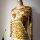 70s Novelty Western Horses & Cowboys Print Long Sleeve Top / M