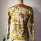 70s Novelty Western Horses & Cowboys Print Long Sleeve Top / M